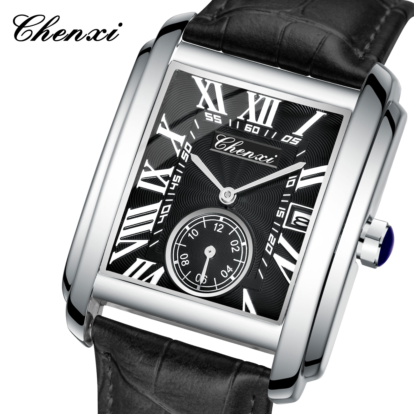 Luxury Watch Holder For Men - Chenxi 8216 新ファッションボーイクラシック長方形レザーストラップ腕時計メンズ高級ブランド腕時計クォーツ時計 Montre ファム
