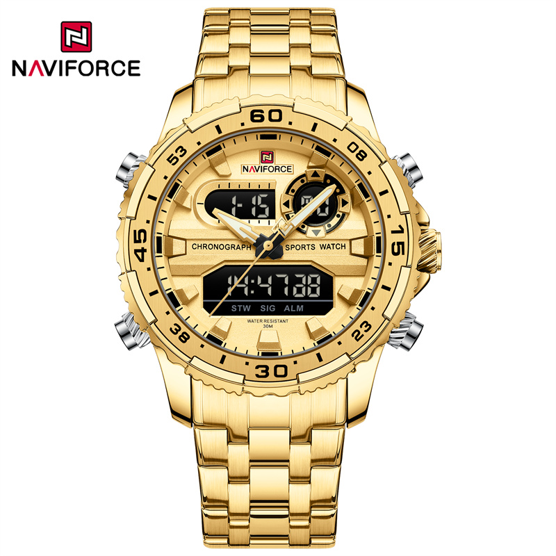 Luxury Watch Trading - NAVIFORCE 男のクォーツ時計高級貿易軍事スポーツ発光防水時計男性用デュアルディスプレイ男性腕時計ギフト