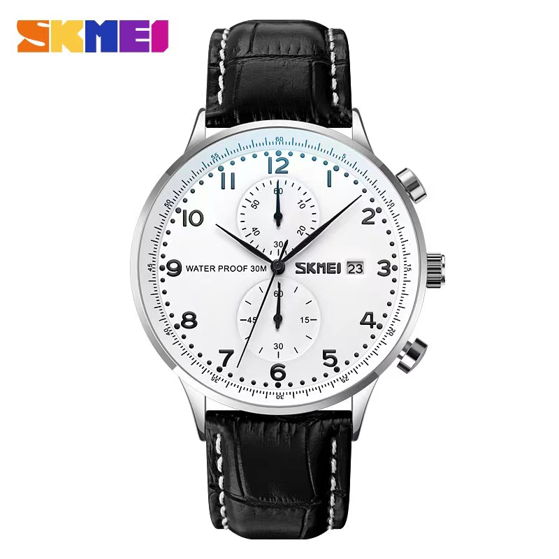 Luxury Watch Holder For Men - SKMEI 9301 メンズトップブランドの高級本革ストラップ防水日付腕時計時計リロイやつストップウォッチクォーツ時計