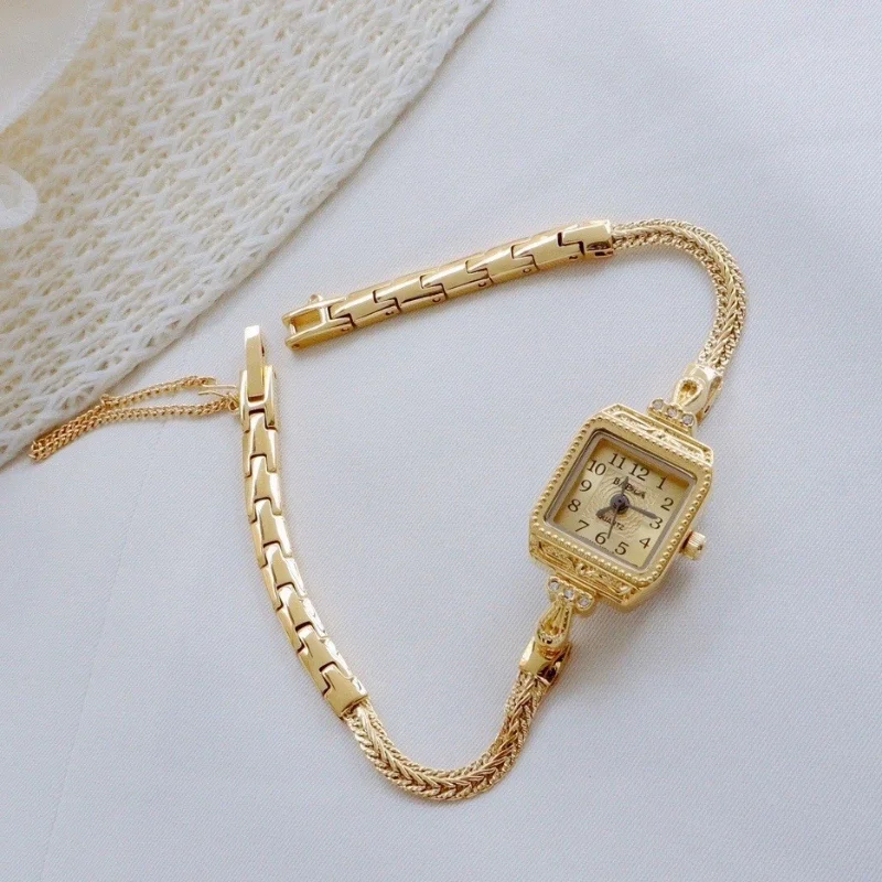 Luxury Watch Vintage - 女性のための豪華なストラップ,繊細で軽い,ヴィンテージシックなブレスレット,正方形,ギフト