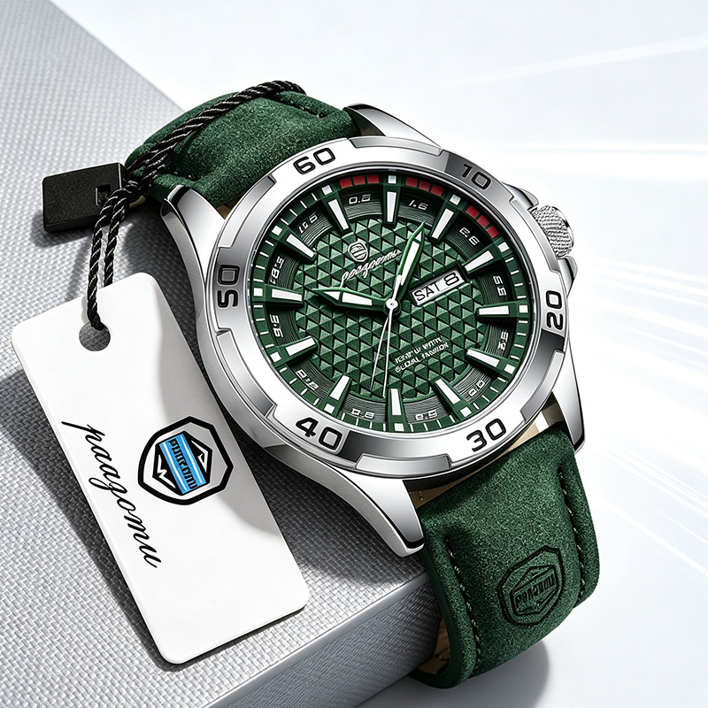Luxury Watch Holder For Men - PAAZOMU 高級ブランドメンズ腕時計 ファッションクォーツ 男性用レザーストラップ カジュアルスポーツ 防水