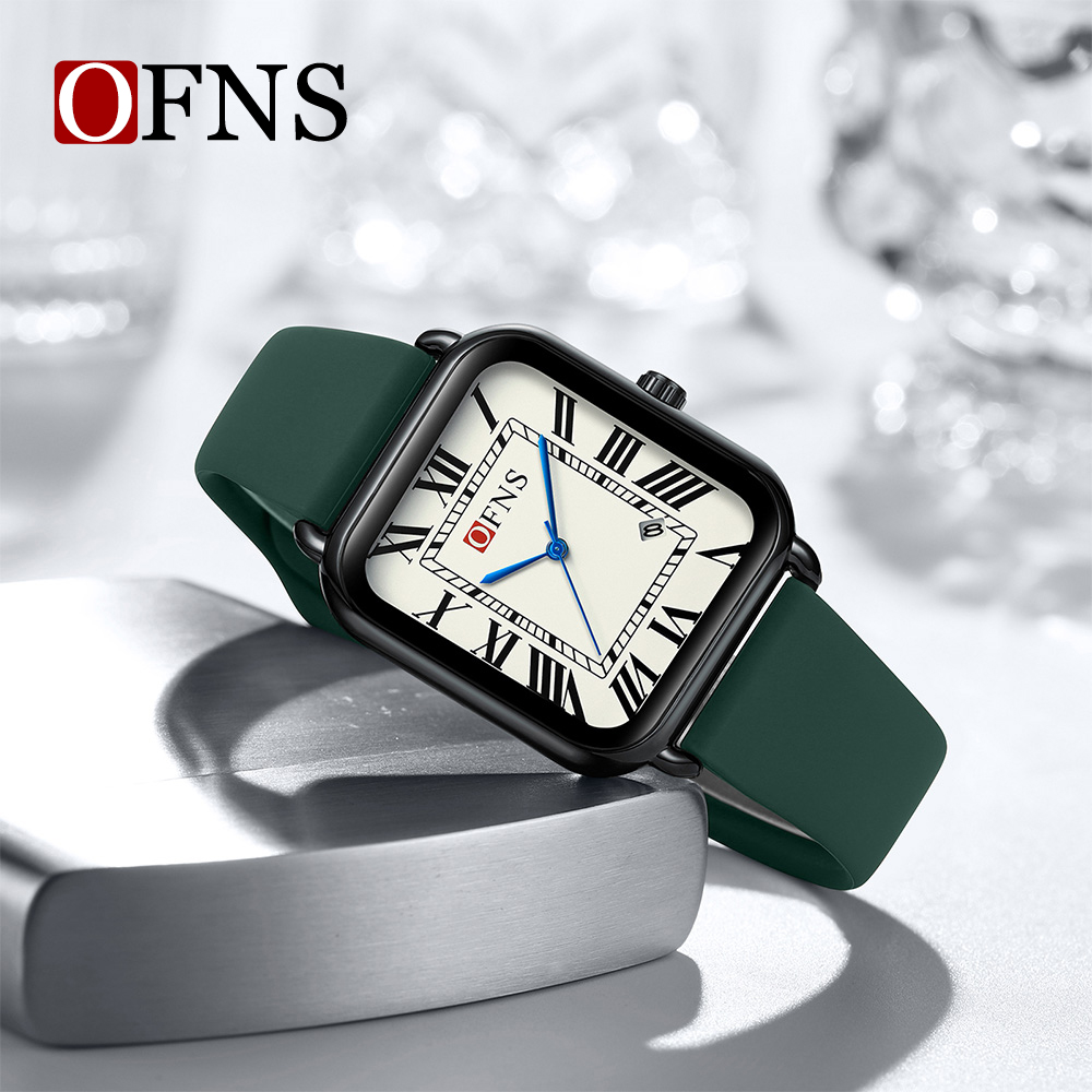 Luxury Watch Holder For Men - Ofns 1533 ローマ数字メンズレディース腕時計高級ミリタリーファッション防水男性時計ラバークォーツビジネスレザー腕時計