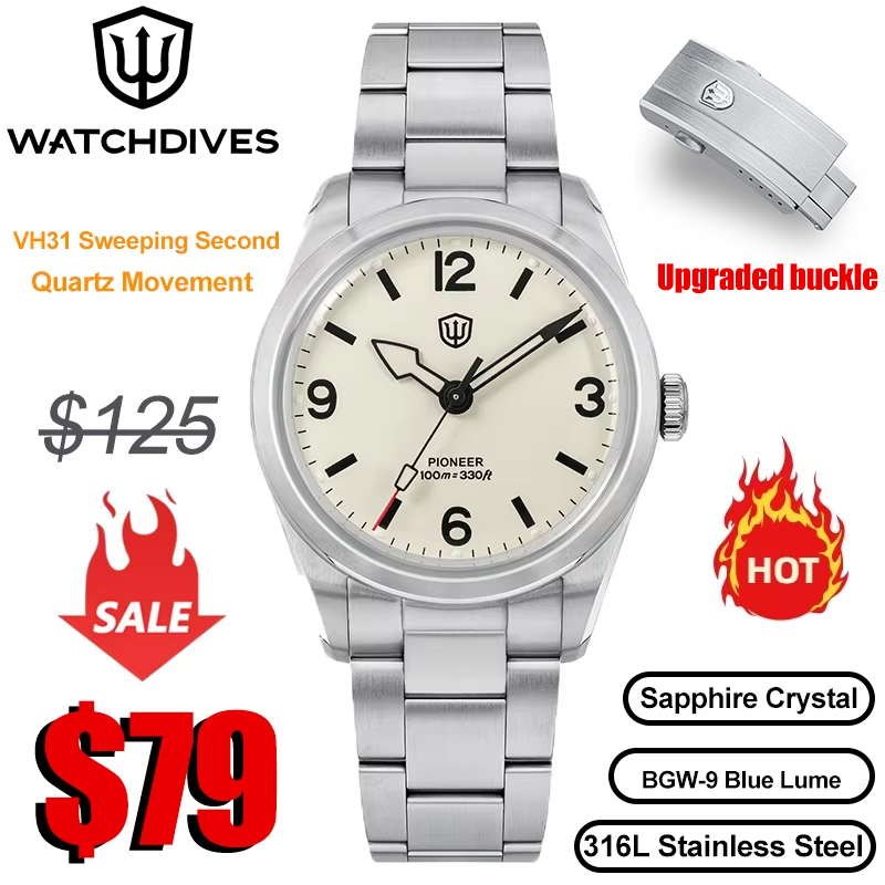 Dress Watch Ultra Thin - Watchdives WD1960S V2 ウォッチ VH31 スイープセカンドムーブメント