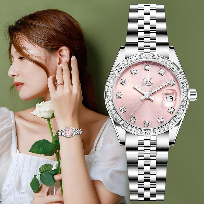 Luxury Watch Diamond - UTHAI CQ484 ファッショナブルな女性用腕時計、軽量高級スチールストリップ、防水ダイヤモンド象嵌クォーツ時計、絶妙な時計ギフト