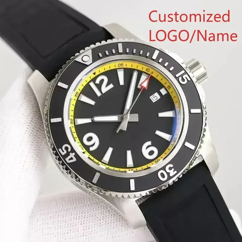 Luxury Watch Display - A11 ストアカスタマイズされた腕時計メンズ腕時計ブラックブルー発光ステンレス鋼回転ベゼル自動機械式ラバー