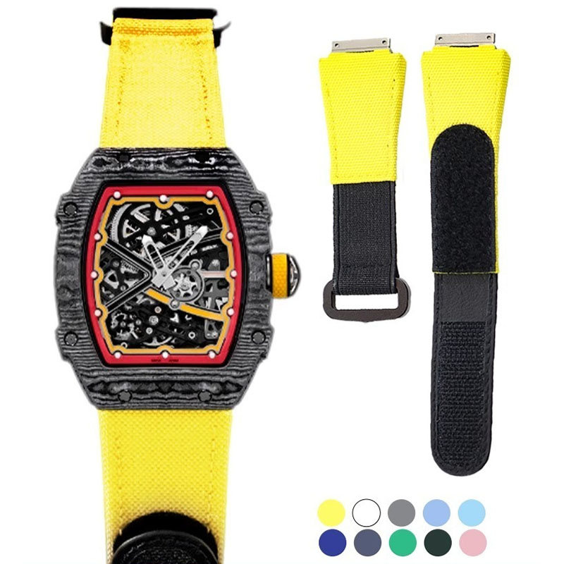 Luxury Watch Richard Mille - リシャール・ミル高級腕時計用カスタムメイドFKMラバーストラップ、RM011、RM035、RM055、RM067、RM030、RM27、RM17対応の伸縮性のある交換用バンド