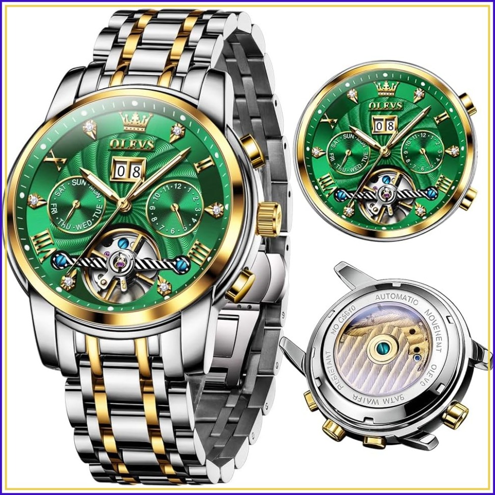 Luxury Watch Image - アナログクォーツ高級ダイヤモンド防水クロノグラフステンレススチールビッグフェイススクエア日付ムーンフェイズローマ数字ドレスメンズ腕時計