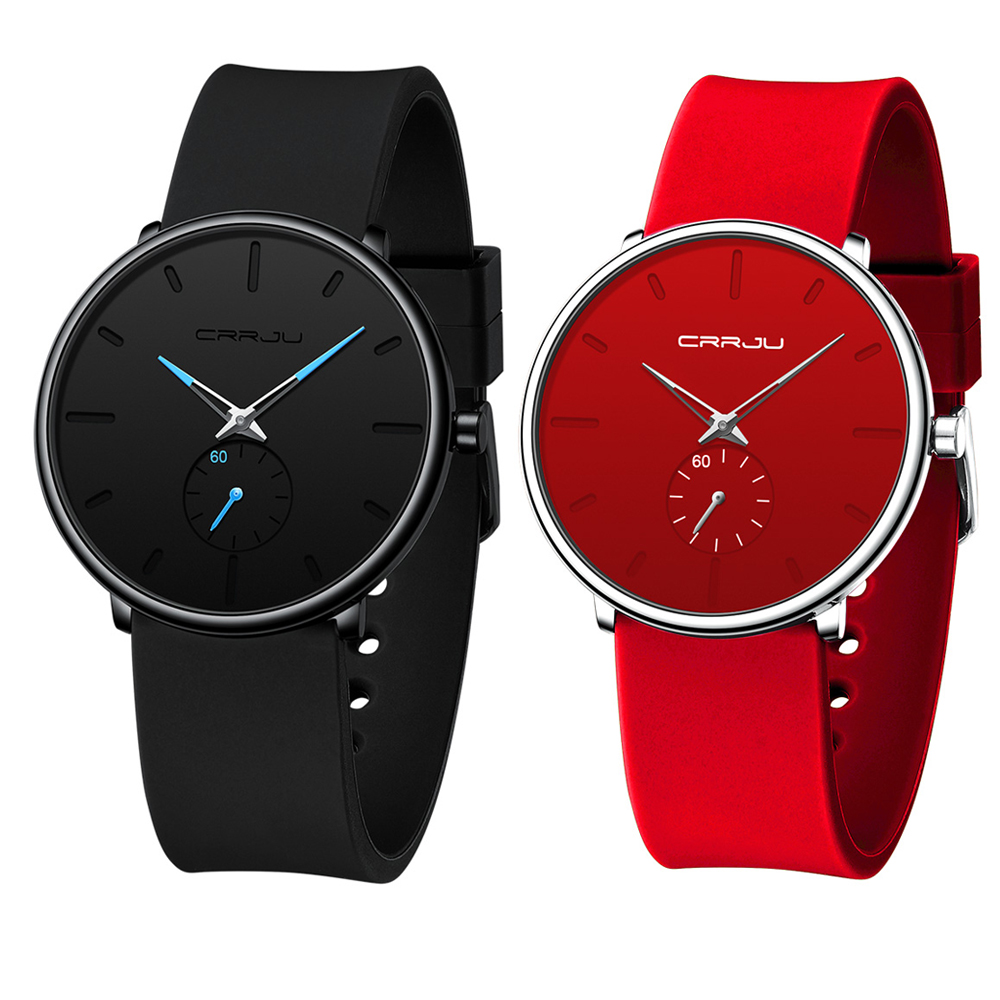 Dress Watch Ultra Thin - CRRJU 男性女性セットカップルファッションカジュアルシリコン腕時計レディースシンプルなダイヤルクォーツ腕時計ドレス時計モントレファム