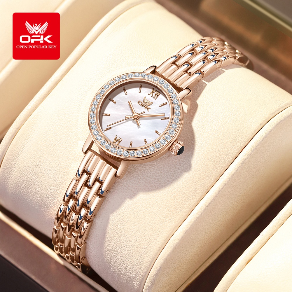 Luxury Watch Diamond - OPK 6063 ライト高級腕時計女性用小さなラウンドダイヤルダイヤモンドデザイン月光オリジナルクォーツムーブメントジルコンブレスレットウォッチ