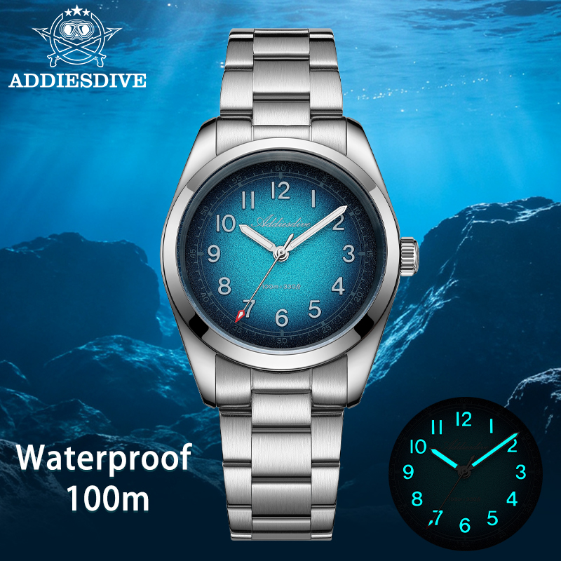 Luxury Watch It - ADDIESDIVE クォーツカップルウォッチ サファイアガラス 超発光ステンレススチール腕時計 36MM 100M