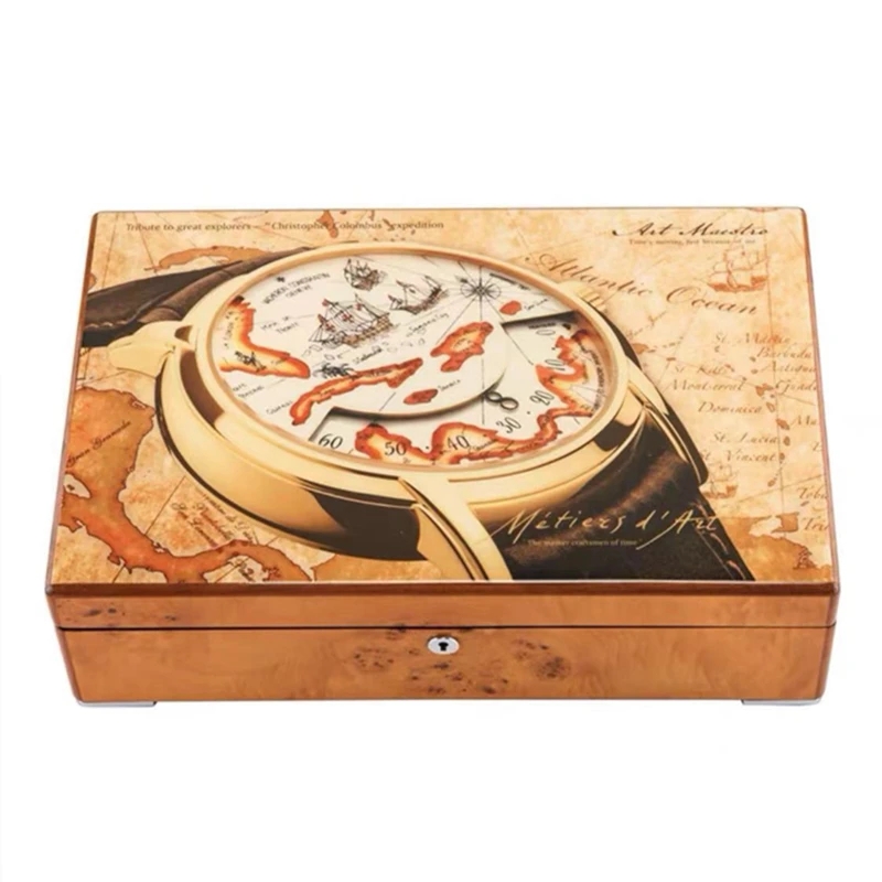 Luxury Watch Image - 男性用の画像付き木製時計ディスプレイ,高級時計ケース,収納ボックス,ケース付き,高品質ケース,12スロット