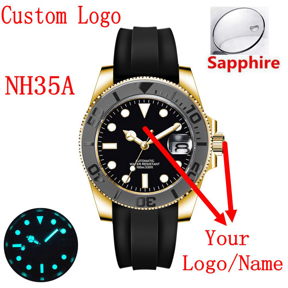 Luxury Watch Logos - カスタムロゴ 40m防水 高級 NH35/ミヨタ 自動巻き機械式腕時計 メンズ