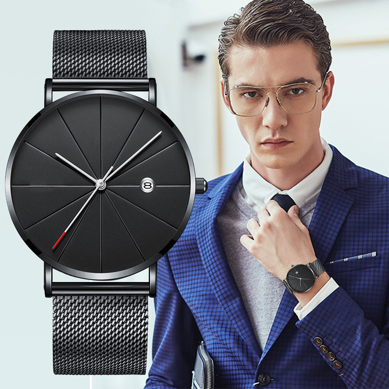 高級メンズウォッチ,超薄型,ステンレススチール,メッシュ,ク - Dress Watch Ultra Thin のレビューと価格