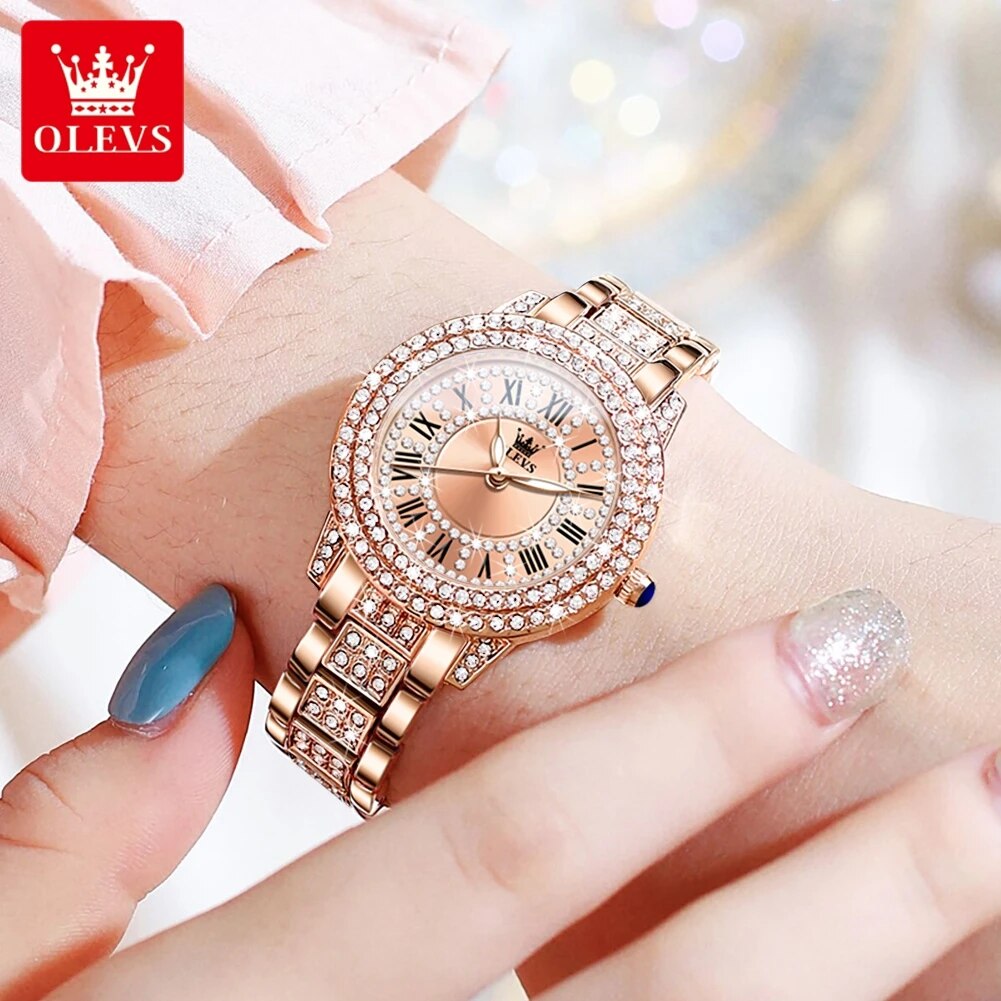 Olevs-レディースウォッチ,ラグジュアリークォーツ,エレ - Luxury Watch Diamond のレビューと価格