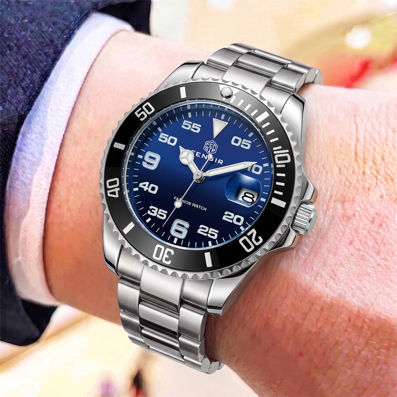 クラシックなメンズクォーツ時計。逆回転防止ベゼル、防水、夜光 - Luxury Watch It のレビューと価格