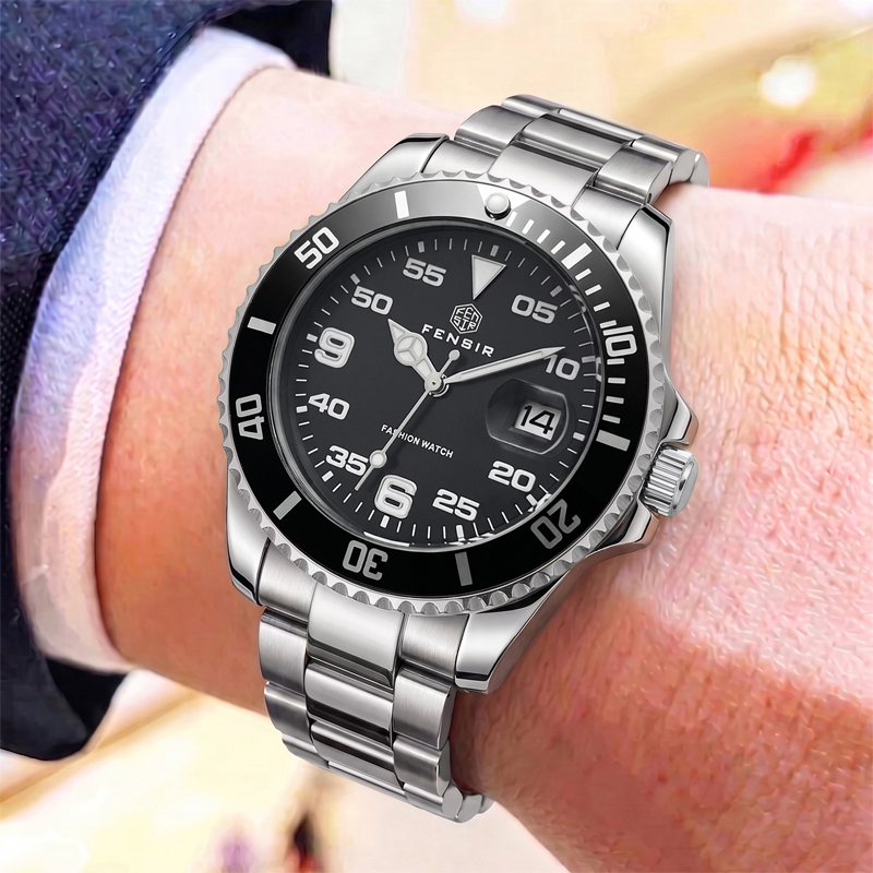 クラシックなメンズクォーツ時計。逆回転防止ベゼル、防水、夜光 - Luxury Watch It のレビューと価格