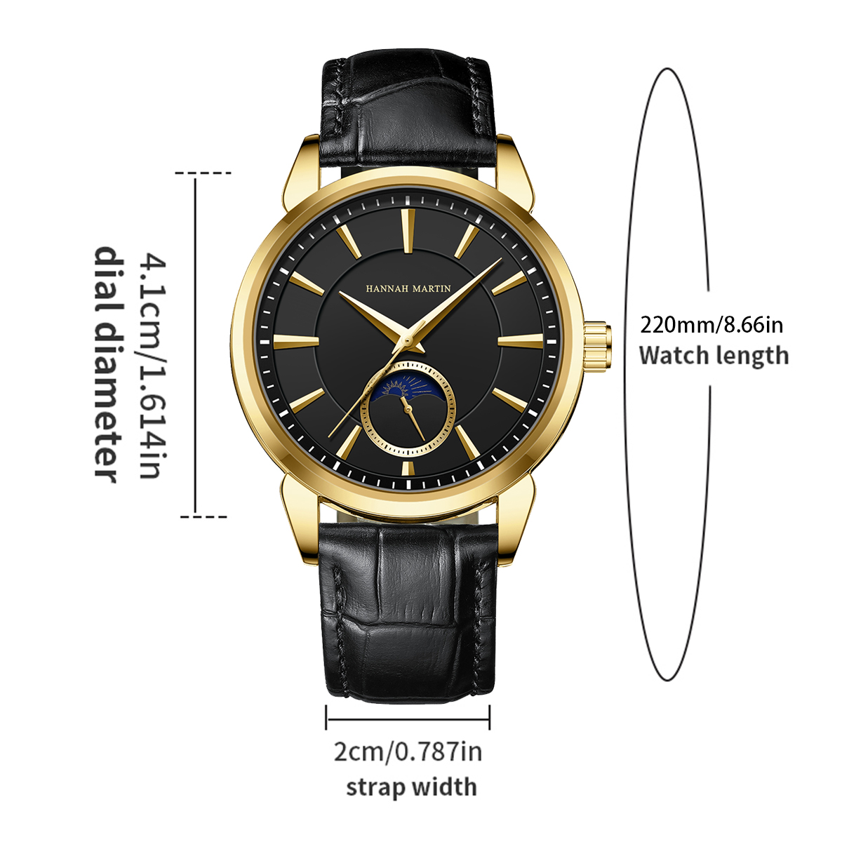 ハンナマーティン-男性用多機能時計,レザークォーツ,ムーンダ - Luxury Watch Holder For Men のレビューと価格