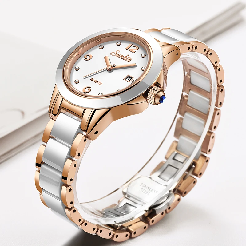 Sunkta ファッションカジュアルクォーツ女性腕時計エレガ - Luxury Watch Diamond のレビューと価格