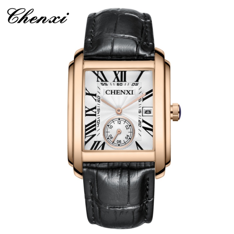 Chenxi-男性用のクラシックなスクエアブラウンレザーウォ - Luxury Watch Holder For Men のレビューと価格