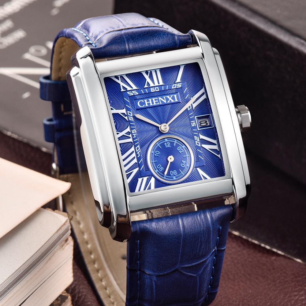 Chenxi-男性用のクラシックなスクエアブラウンレザーウォ - Luxury Watch Holder For Men のレビューと価格