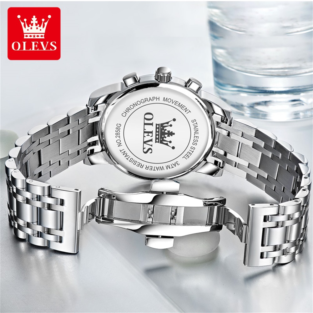 OLEVS 人気のメンズ腕時計ステンレススチールブラックムー - Luxury Watch Logos のレビューと価格